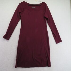 Lauren Ralph‎ Lauren Dress Womens Medium Burgundy Long Sleeve Cotton Knit Casual